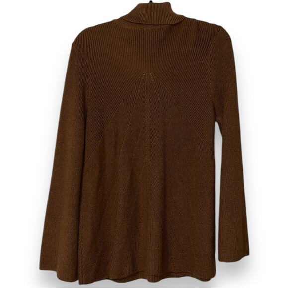 Chico’s womens sz 2 (12) cutout turtleneck sweater long sleeve brandy brown NWT - Picture 12 of 14